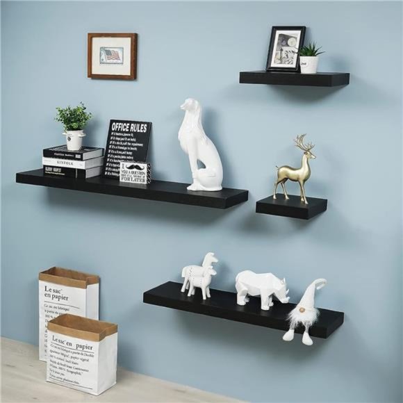 16 inch Black Mission Floating Shelves for Wall, Bathroom Wall Mount Shelves - Picture 4 of 7